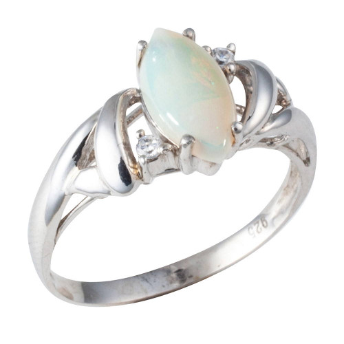 SPARKLING AURA STERLING SILVER AUSTRALIAN WHITE OPAL RING