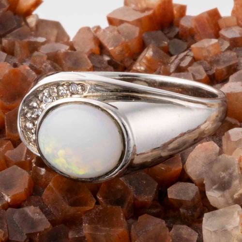 WATER WAVE STERLING SILVER AUSTRALIAN WHITE OPAL RING