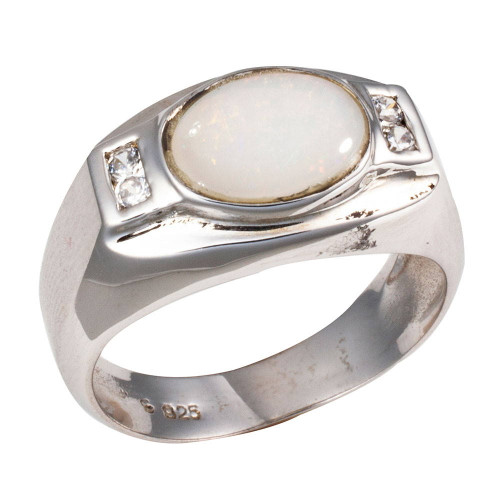 STAR STREAM STERLING SILVER AUSTRALIAN WHITE OPAL RING