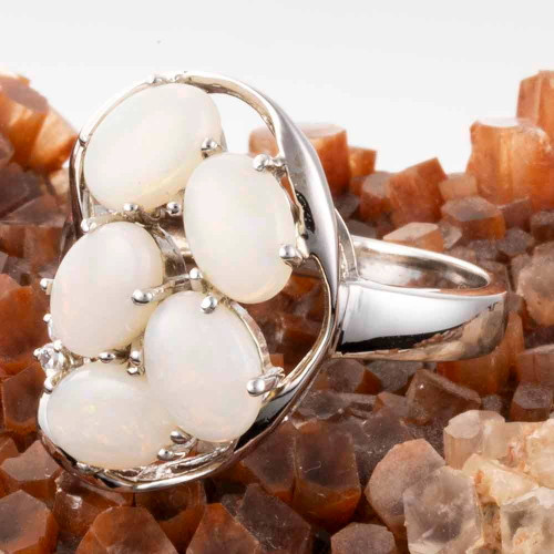 SUN SONG STERLING SILVER AUSTRALIAN WHITE OPAL RING