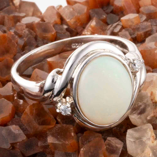 SUNLIT DREAM STERLING SILVER AUSTRALIAN WHITE OPAL RING