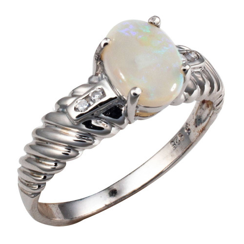 NOVA NIBBLES STERLING SILVER AUSTRALIAN WHITE OPAL RING