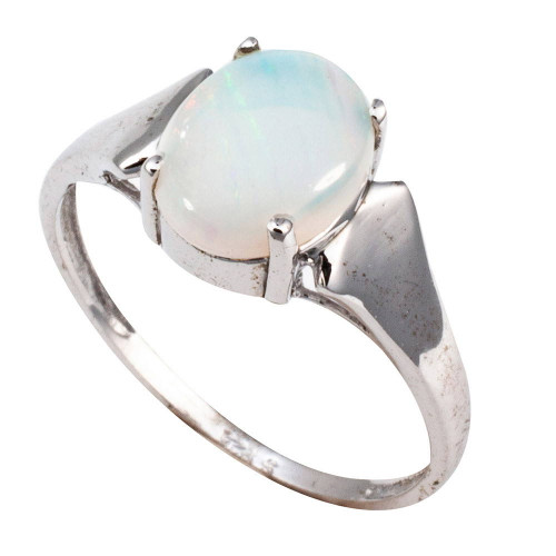 SOLAR BLESSING STERLING SILVER AUSTRALIAN WHITE OPAL RING