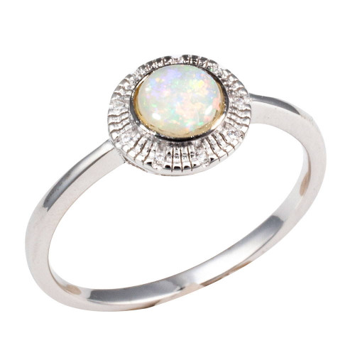 STARLIGHT GUIDE STERLING SILVER AUSTRALIAN WHITE OPAL RING