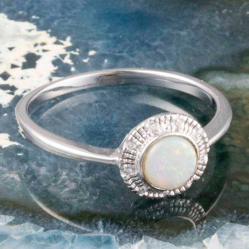 STARLIGHT GUIDE STERLING SILVER AUSTRALIAN WHITE OPAL RING