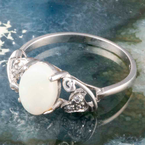 *SOLAR SEEKER STERLING SILVER AUSTRALIAN WHITE OPAL RING