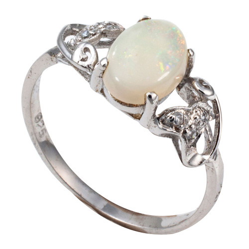 *SOLAR SEEKER STERLING SILVER AUSTRALIAN WHITE OPAL RING