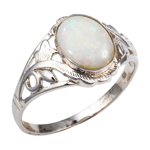 *STELLAR SPARK STERLING SILVER AUSTRALIAN WHITE OPAL RING
