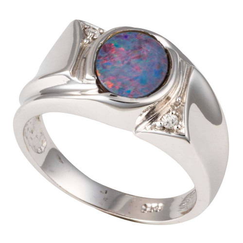 SUNRISE FIRE BLAST STERLING SILVER NATURAL AUSTRALIAN OPAL RING