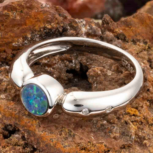 GREEN DROP STERLING SILVER AUSTRALIAN OPAL RING