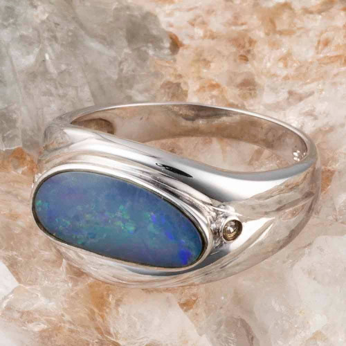 GALAXY FRACTALS STERLING SILVER AUSTRALIAN OPAL RING