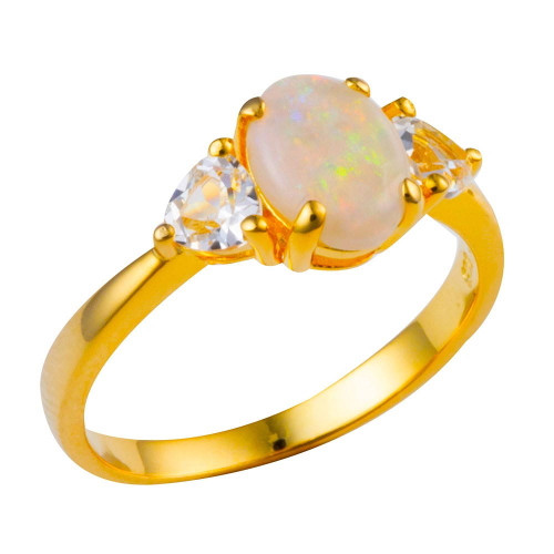 RIPPLE & TIDE 18KT YELLOW GOLD PLATED AUSTRALIAN OPAL RING