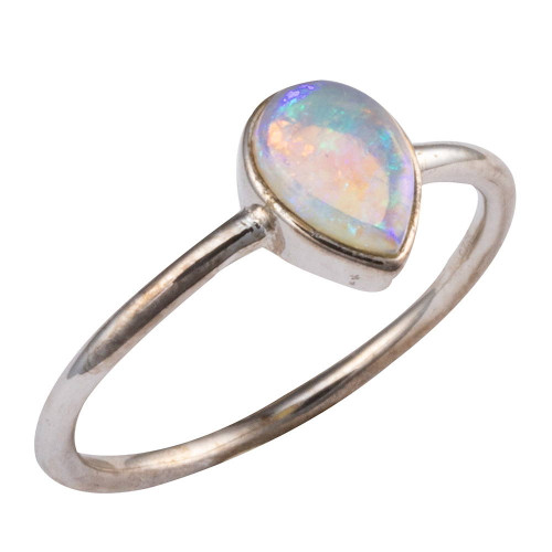 CRYSTAL BROOK STERLING SILVER AUSTRALIAN SOLID WHITE OPAL RING