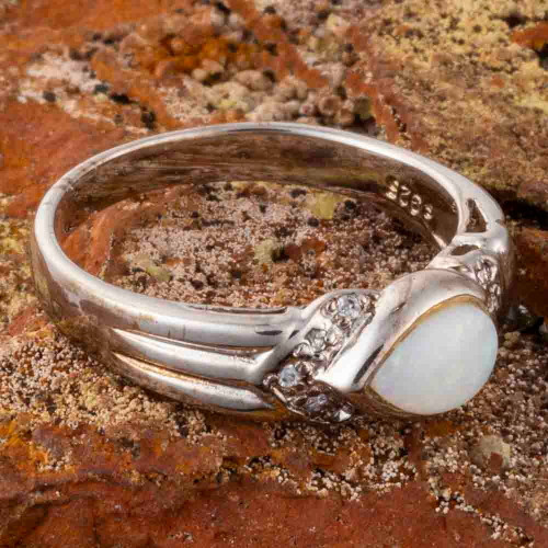 TWILIGHT LAGOON STERLING SILVER AUSTRALIAN SOLID WHITE OPAL RING