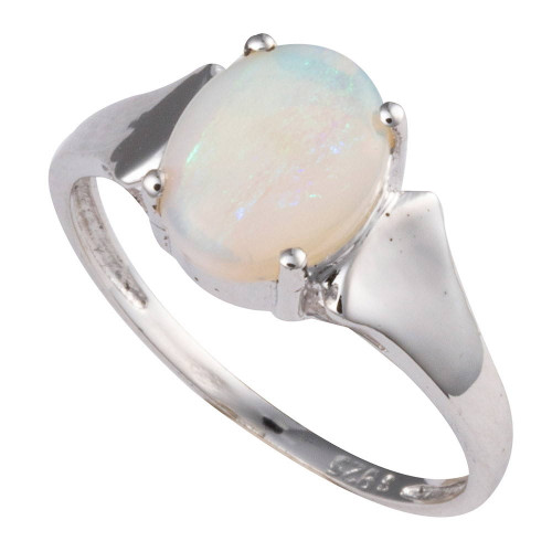 RIVERSTONE STERLING SILVER AUSTRALIAN SOLID WHITE OPAL RING