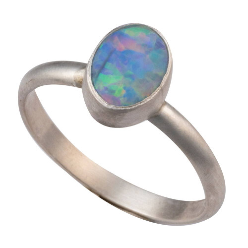 MOONLIT SPARK STERLING SILVER AUSTRALIAN OPAL RING