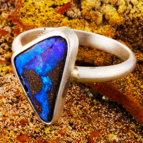 * 1 INFINITE BLOOM STERLING SILVER AUSTRALIAN OPAL RING