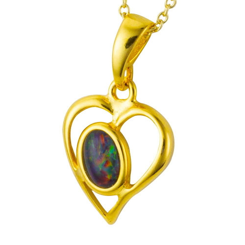 WHISPERING SOLSTICE 18KT YELLOW GOLD PLATED AUSTRALIAN OPAL NECKLACE