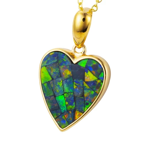* 1A HEAVENS LOVE 14KT YELLOW GOLD AUSTRALIAN OPAL NECKLACE