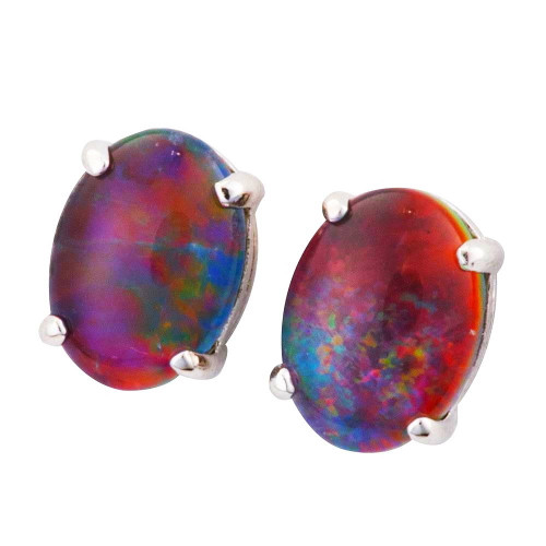 VELVETBREEZE STERLING SILVER AUSTRALIAN OPAL STUD EARRINGS