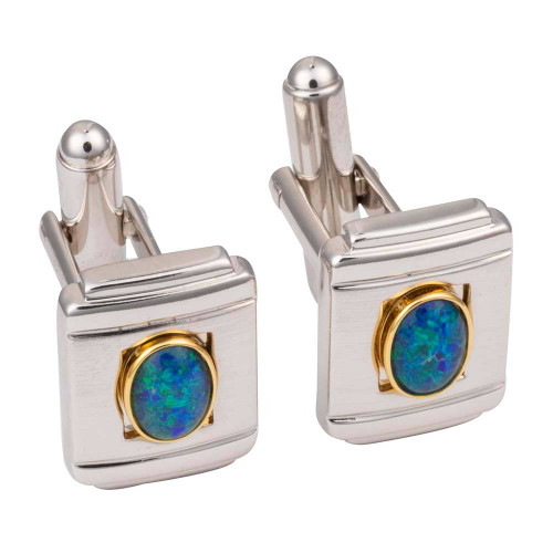 SOLSTICE 18KT GOLD PLATED GENUINE AUSTRALIAN OPAL CUFFLINKS