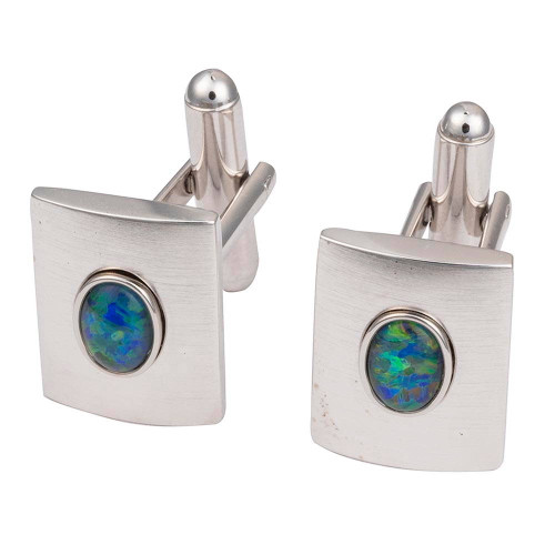 IRONBARK STERLING SILVER OPAL CUFF LINKS