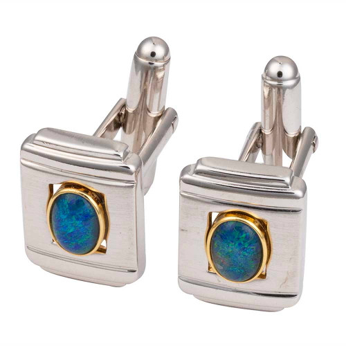 ASHWOOD 18KT GOLD PLATED GENUINE AUSTRALIAN OPAL CUFFLINKS