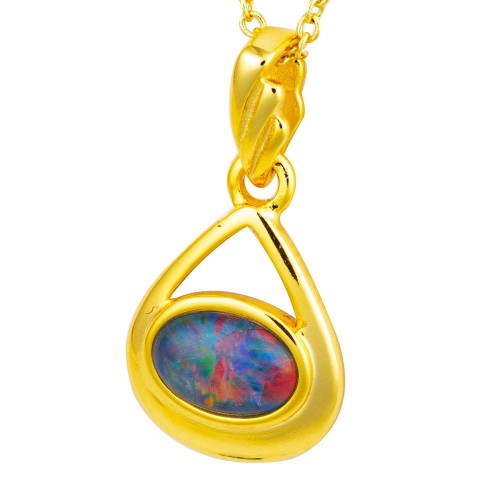 CASSIANYX 18KT GOLD PLATED AUSTRALIAN OPAL NECKLACE
