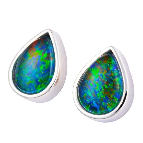PARADOX PRISM STERLING SILVER OPAL STUD EARRINGS