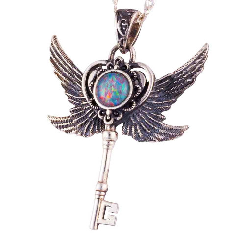 DOORWAY TO HEAVEN COLLECTION SILVER RAINBOW OPAL NECKLACE