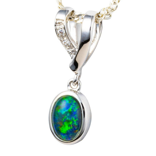 * HEART OF HORIZON STERLING SILVER AUSTRALIAN OPAL NECKLACE