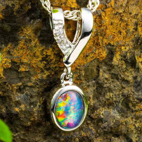 ECLIPSE FLORA STERLING SILVER AUSTRALIAN OPAL NECKLACE