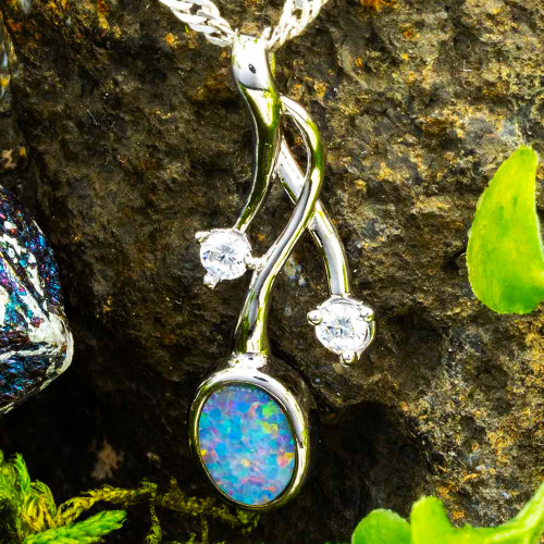 SERAPH AURA STERLING SILVER AUSTRALIAN OPAL NECKLACE