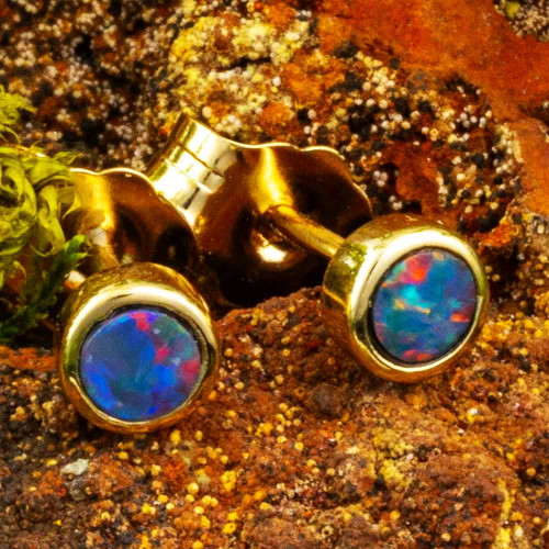 ETERNAL EMBER 14KT GOLD AUSTRALIAN OPAL STUD EARRINGS