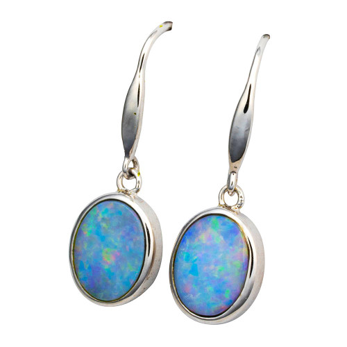 OPALINE DRIFT STERLING SILVER AUSTRALIAN OPAL DROP EARRINGS