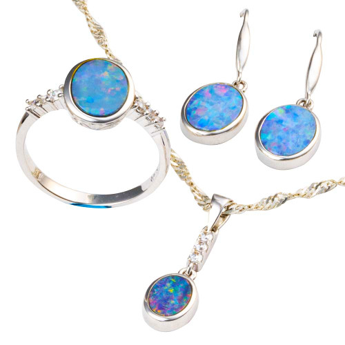 * 1 ETERNAL RADIANCE SILVER OPAL JEWELRY SET