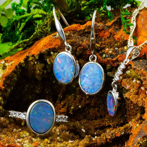 * 1 ETERNAL RADIANCE SILVER OPAL JEWELRY SET