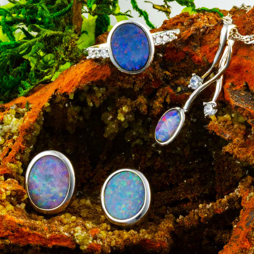 CELESTIAL FLAME SILVER OPAL JEWELRY SET