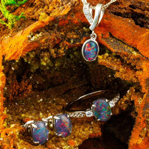 LUSTRELIGHT HARMONY  SILVER OPAL JEWELRY SET