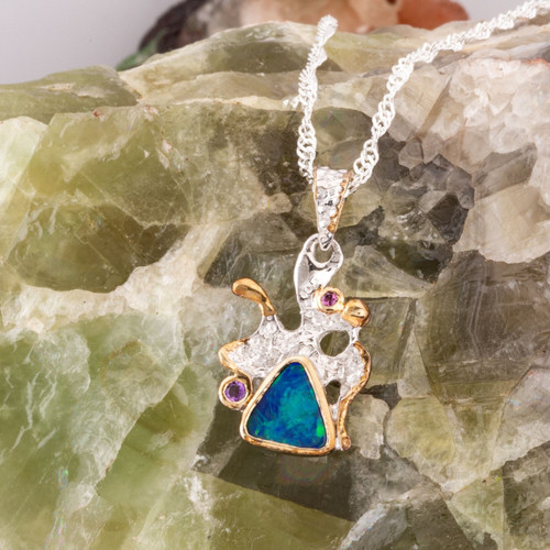 Celestial Stream Sterling Silver Opal Pendant