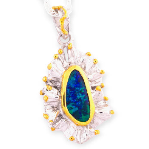 Lagoon's Gleam Sterling Silver Opal Pendant
