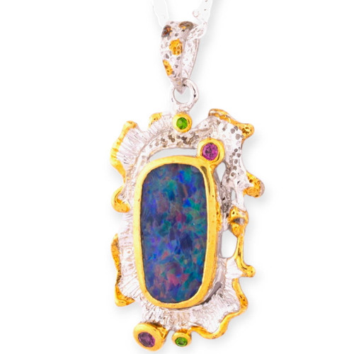 Sky Light Cascade Sterling Silver Couture Opal Pendant
