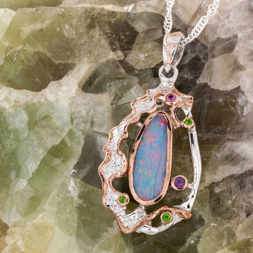 *Opaline Aurora Sterling Silver Couture Opal Pendant