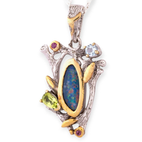 * Electric Twilight Sterling Silver Couture Opal Pendant