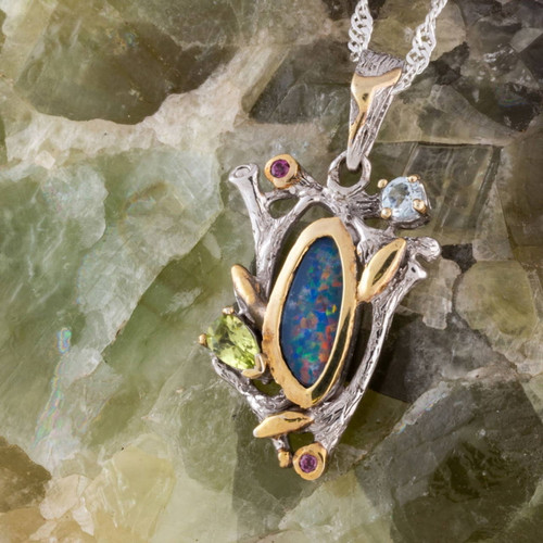 * Electric Twilight Sterling Silver Couture Opal Pendant