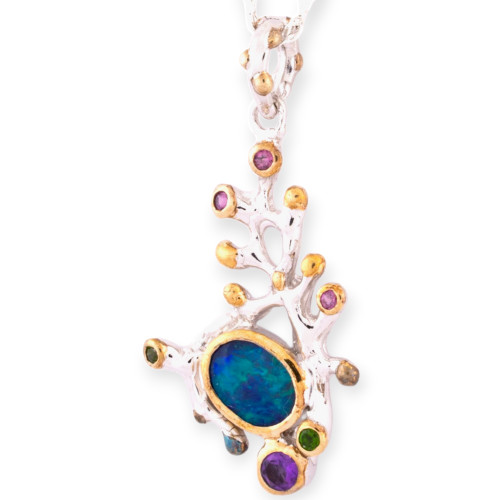 Opaline Rain Sterling Silver Couture Opal Pendant