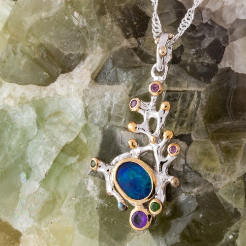 Opaline Rain Sterling Silver Couture Opal Pendant