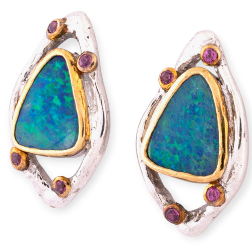 Dawns Cascade Sterling Silver Couture Opal Earrings