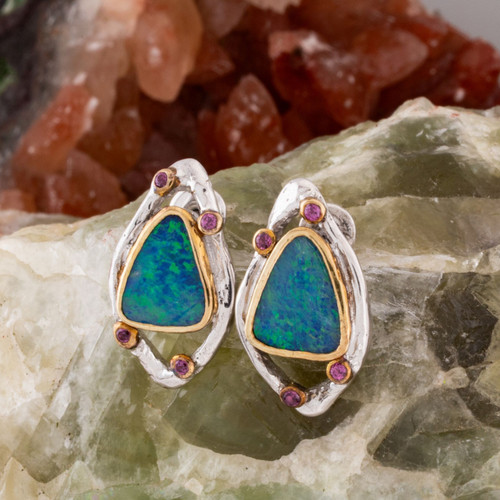Dawns Cascade Sterling Silver Couture Opal Earrings