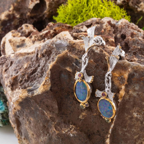 Whispering Cascade Sterling Silver Couture Opal Drop Earrings